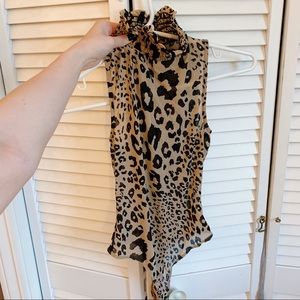 Leopard print mesh bodysuit